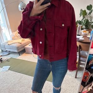 Topshop moto Red denim Jacket size 4